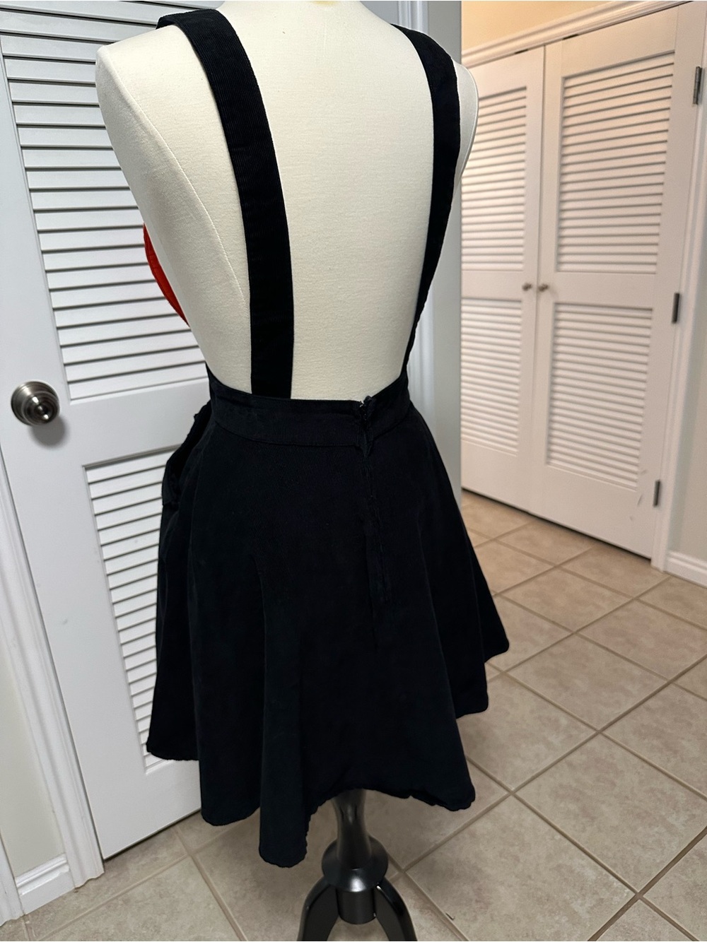 Unique Vintage Corderoy Black & Orange Pumpkin Pinafore Dress - Picture 13 of 15